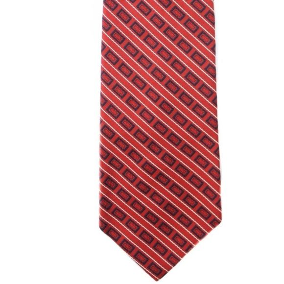 LANVIN RED & NAVY BLUE SILK TIE